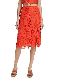 Carreen Floral Lace Slit Skirt