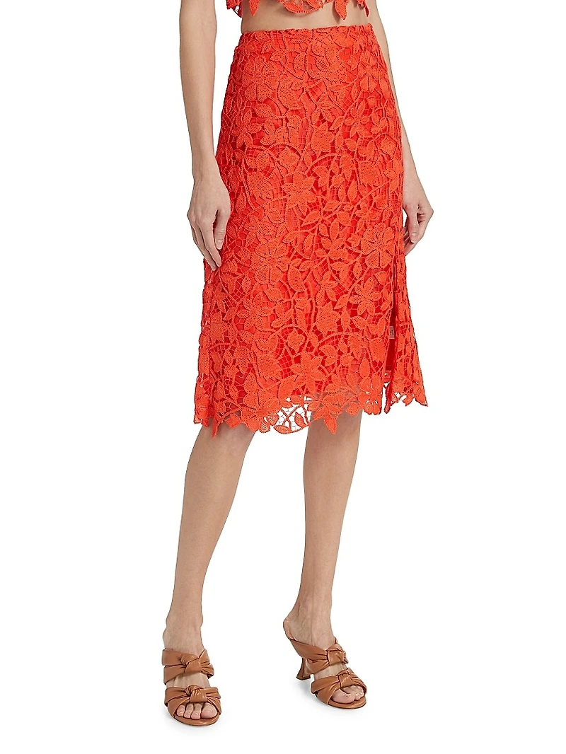 Carreen Floral Lace Slit Skirt