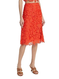 Carreen Floral Lace Slit Skirt