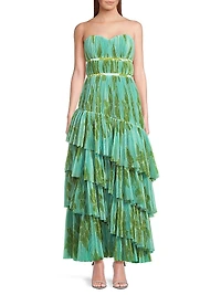 Lanza Pleated Tiered Gown