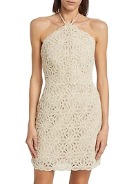 Celeste Beaded Crochet Halterneck Dress