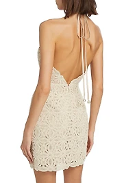 Celeste Beaded Crochet Halterneck Dress