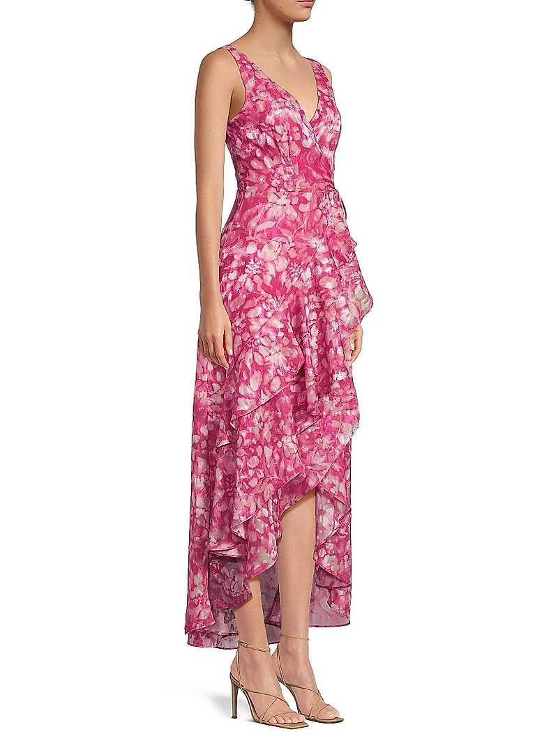 Isadora Floral Wrap High-Low Dress
