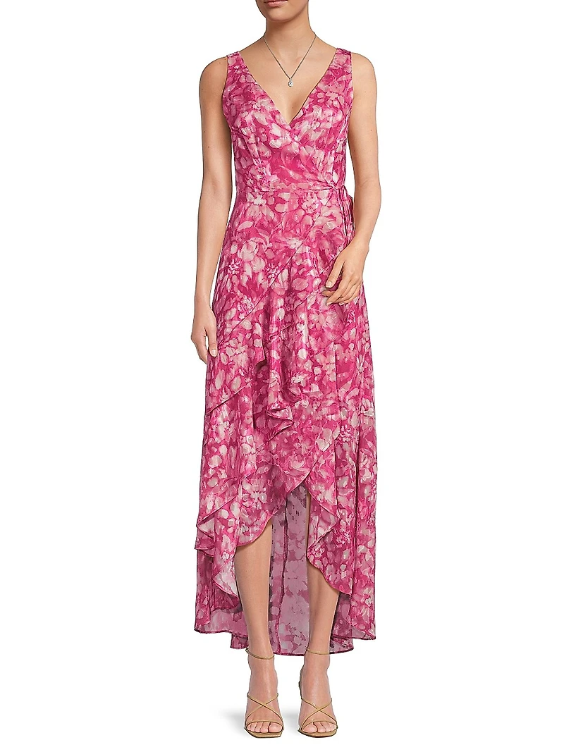 Isadora Floral Wrap High-Low Dress