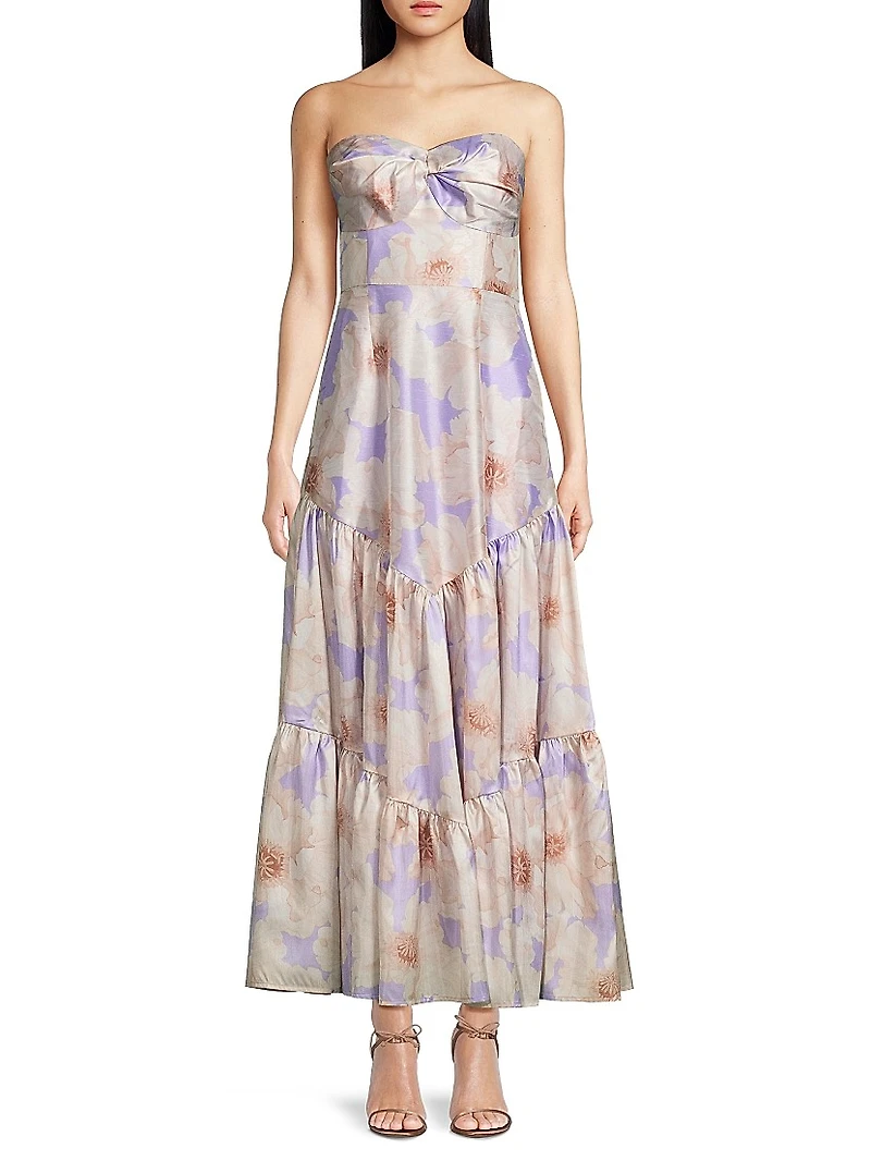 Rosewood Floral Strapless Gown