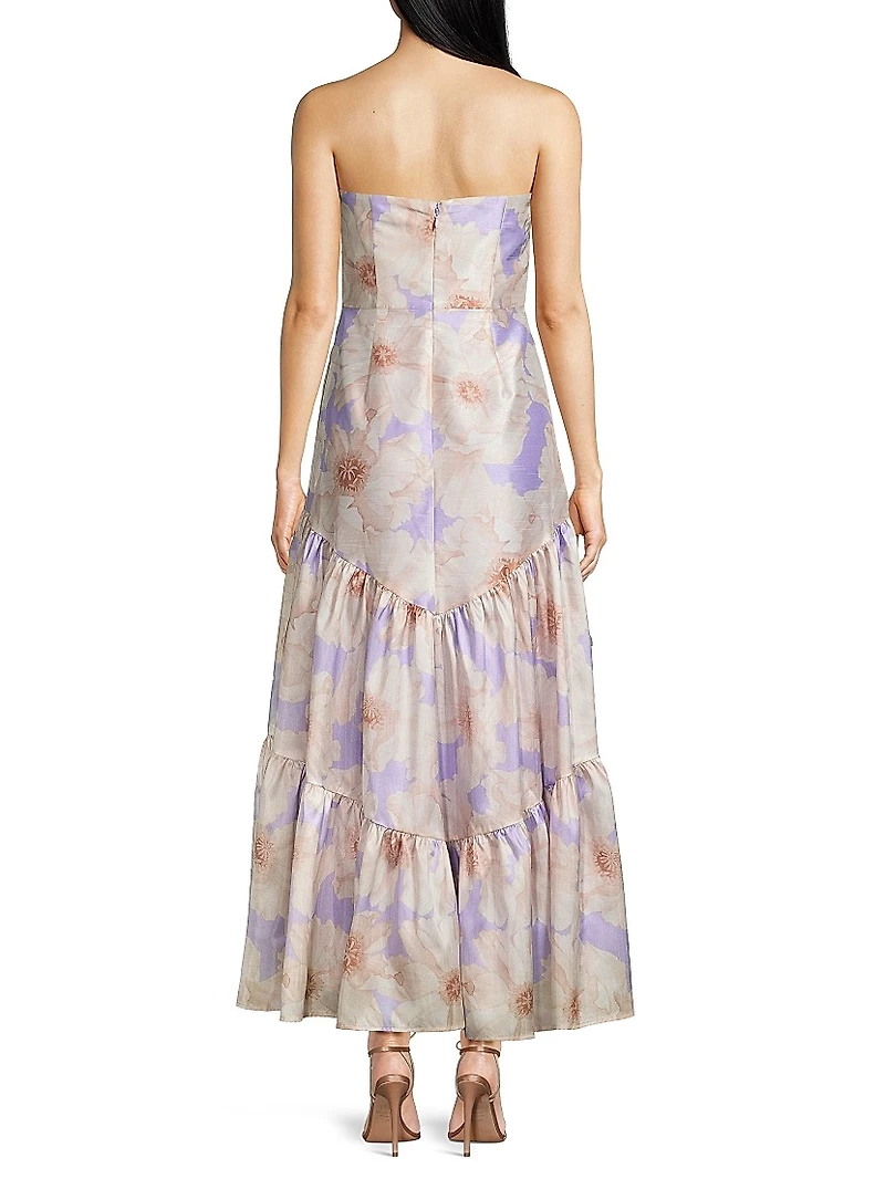 Rosewood Floral Strapless Gown