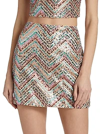 Chevron Sequined Miniskirt