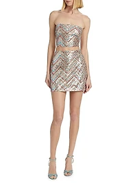 Chevron Sequined Miniskirt