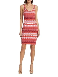 Multi Metallic Zig-Zag Tank Minidress