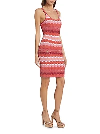 Multi Metallic Zig-Zag Tank Minidress