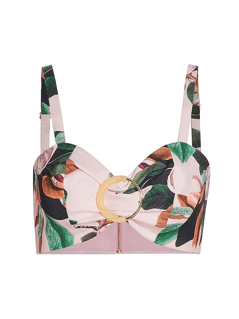 Magnolia Printed O-Ring Bralette Top