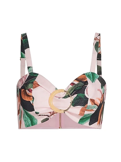 Magnolia Printed O-Ring Bralette Top