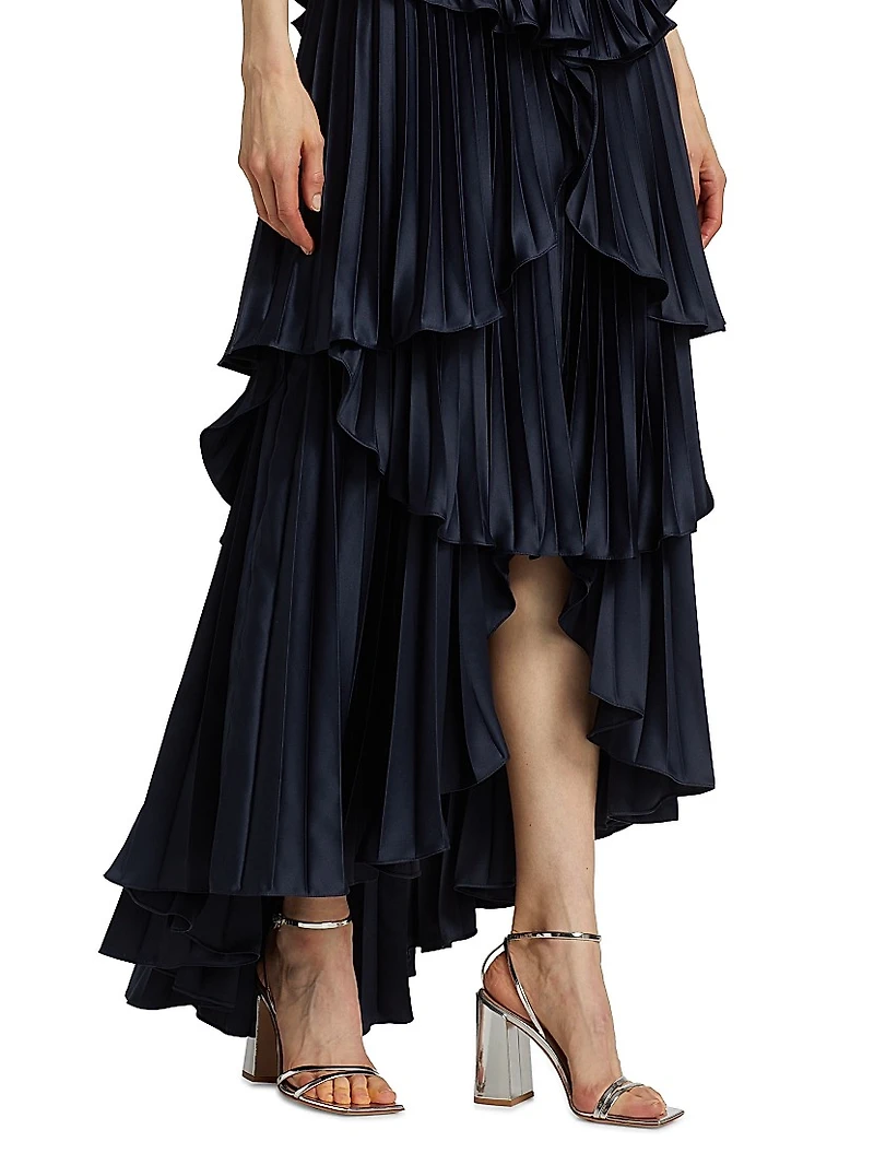 Janey Tiered Shell High-Low Gown