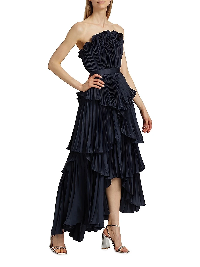 Janey Tiered Shell High-Low Gown