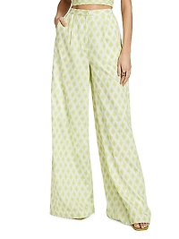 Meri Geometric Cotton Wide-Leg Pants