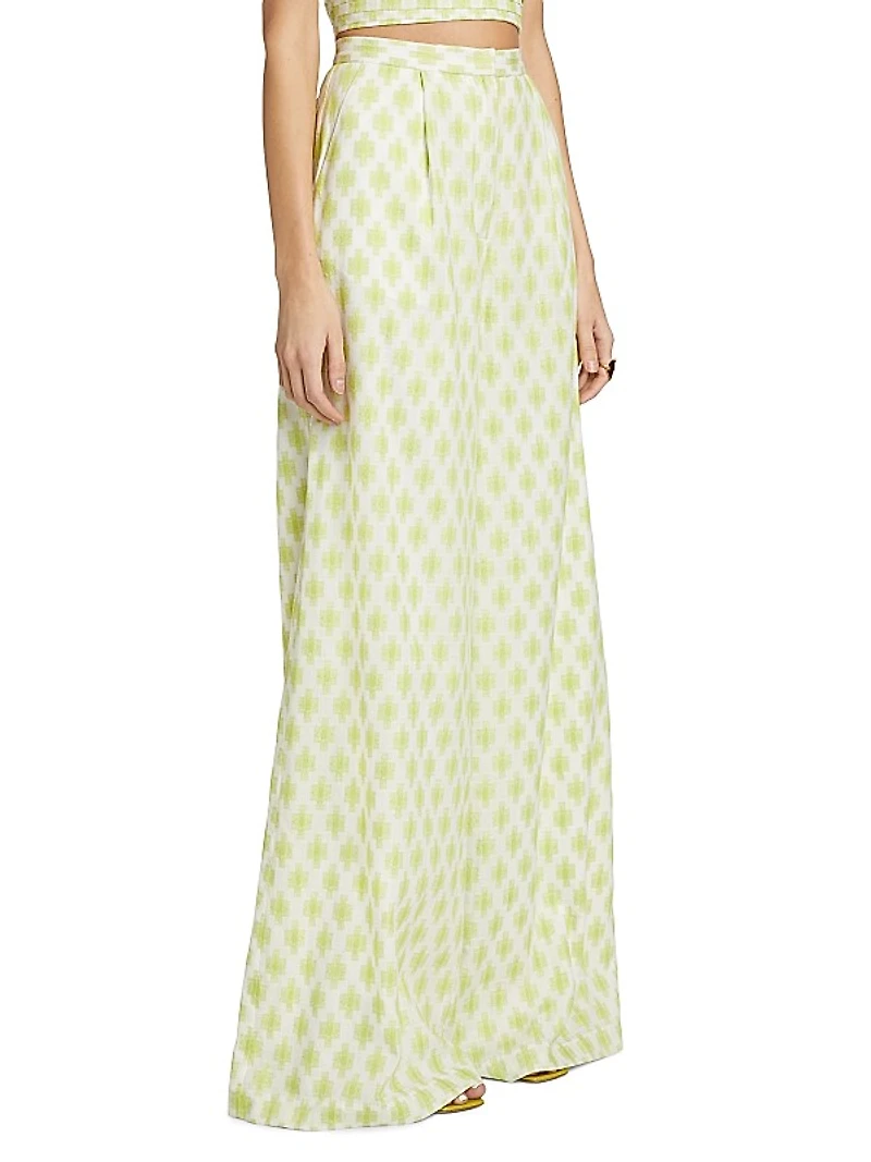 Meri Geometric Cotton Wide-Leg Pants
