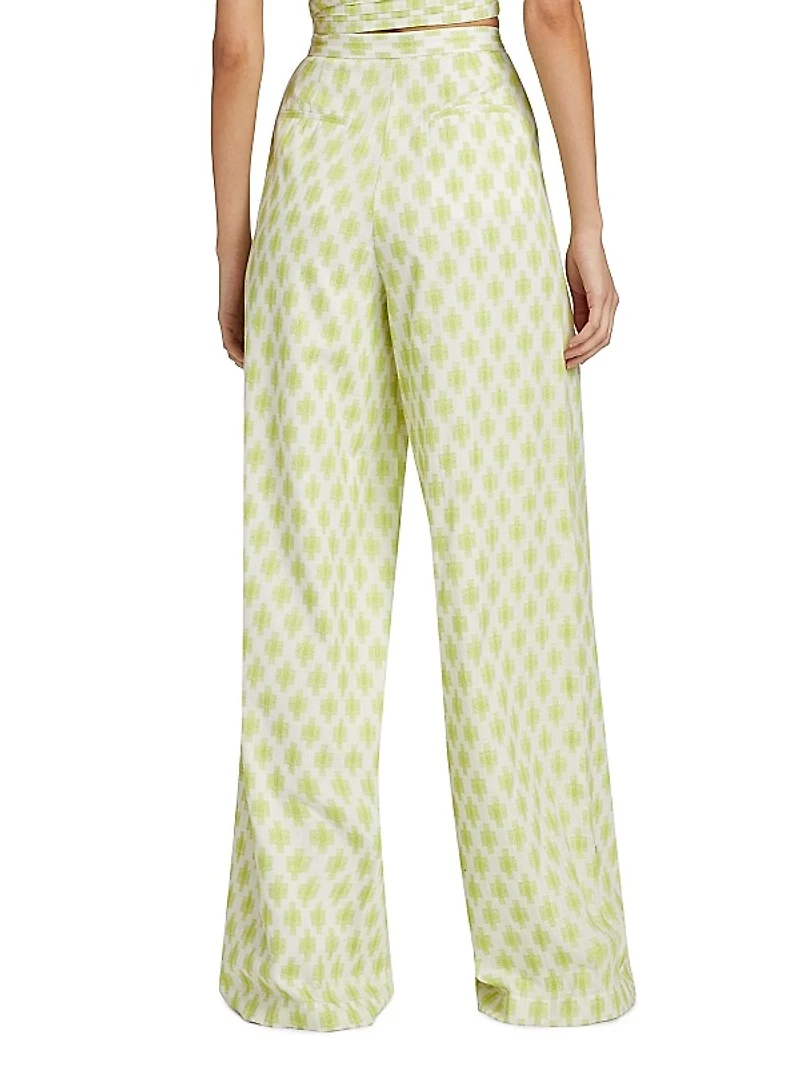 Meri Geometric Cotton Wide-Leg Pants