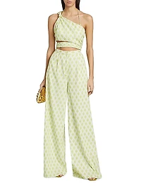 Meri Geometric Cotton Wide-Leg Pants