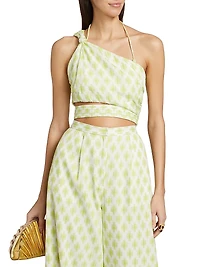 Oak Geometric Cotton One-Shoulder Crop Top