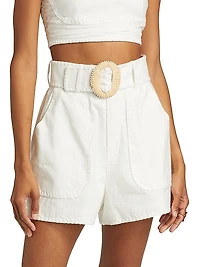Orena Linen-Cotton Belted Shorts