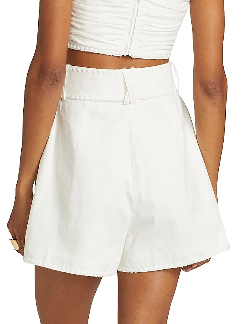 Orena Linen-Cotton Belted Shorts
