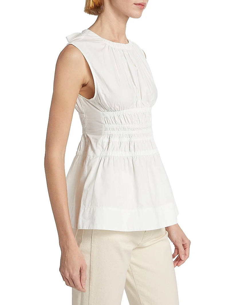 Kiki Ruched Cotton Poplin Top