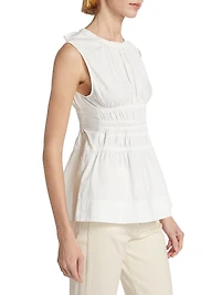 Kiki Ruched Cotton Poplin Top