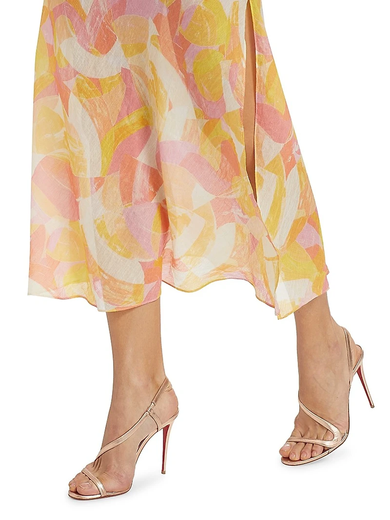 Marcella Abstract Voilé Midi-Dress
