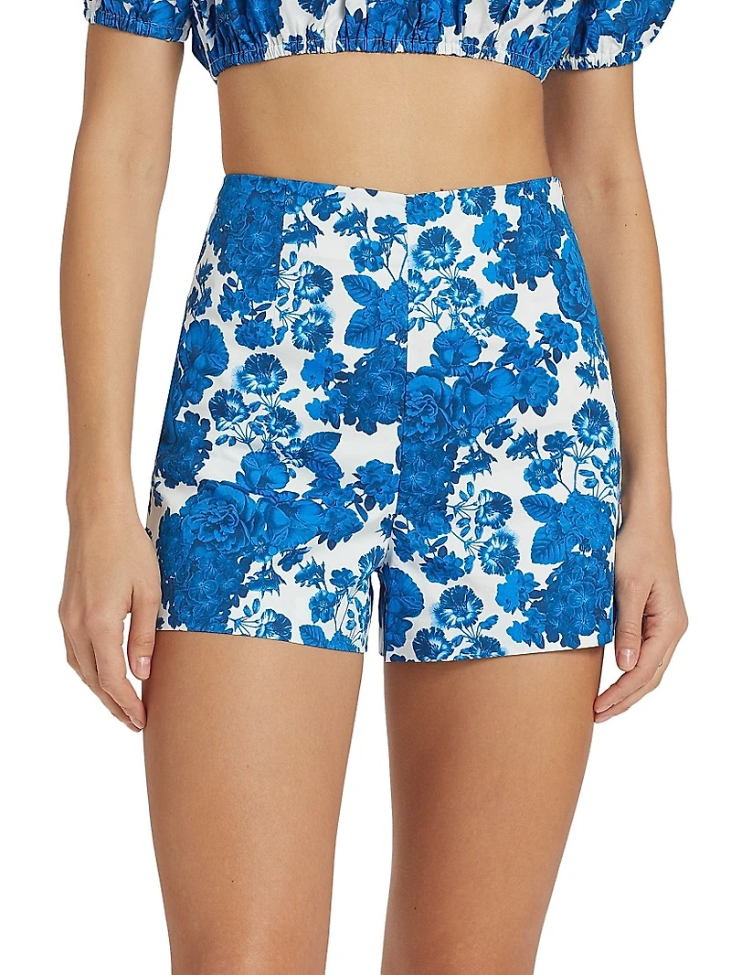 Danny Floral Cotton High-Waisted Shorts