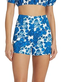 Danny Floral Cotton High-Waisted Shorts
