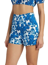 Danny Floral Cotton High-Waisted Shorts