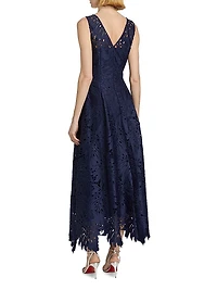 Miuccia Palm Leaf Lace Maxi Dress
