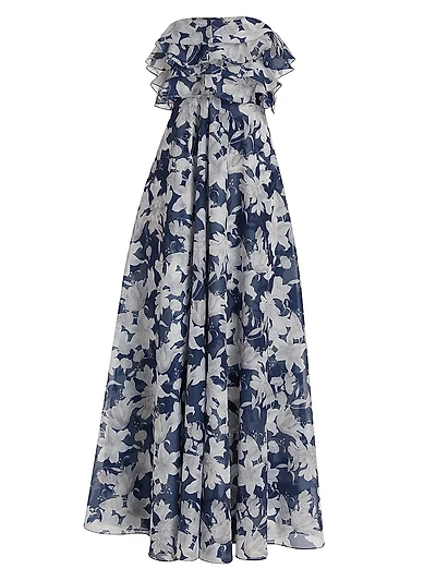 Frivolla Floral Strapless Gown