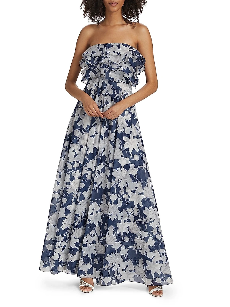 Frivolla Floral Strapless Gown