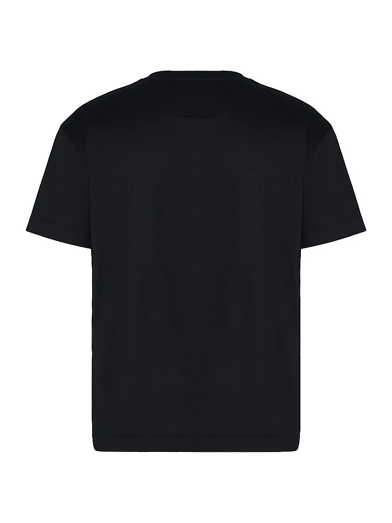 Cotton T-Shirt with Metallic V Detail