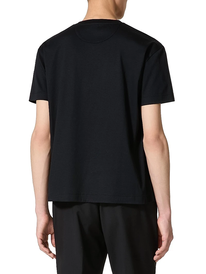 Cotton T-Shirt with Metallic V Detail