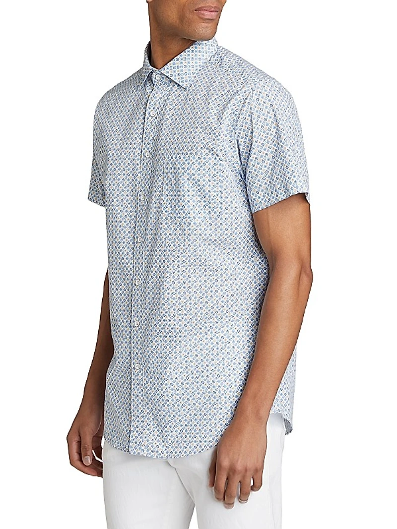 Glenariffe Geometric Cotton Short-Sleeve Shirt