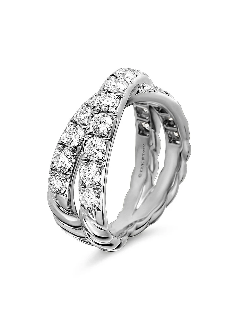 DY Crossover Band Ring Platinum