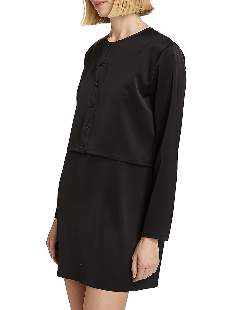 Barb Satin Crewneck Cardigan