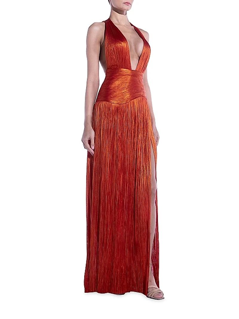 Gemma Metallic Silk Plunge Gown