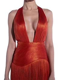 Gemma Metallic Silk Plunge Gown