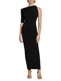 Drapeado Jersey Midi-Dress