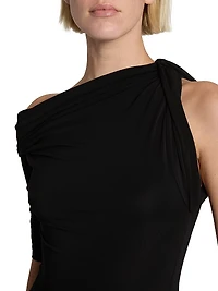 Drapeado Jersey Midi-Dress