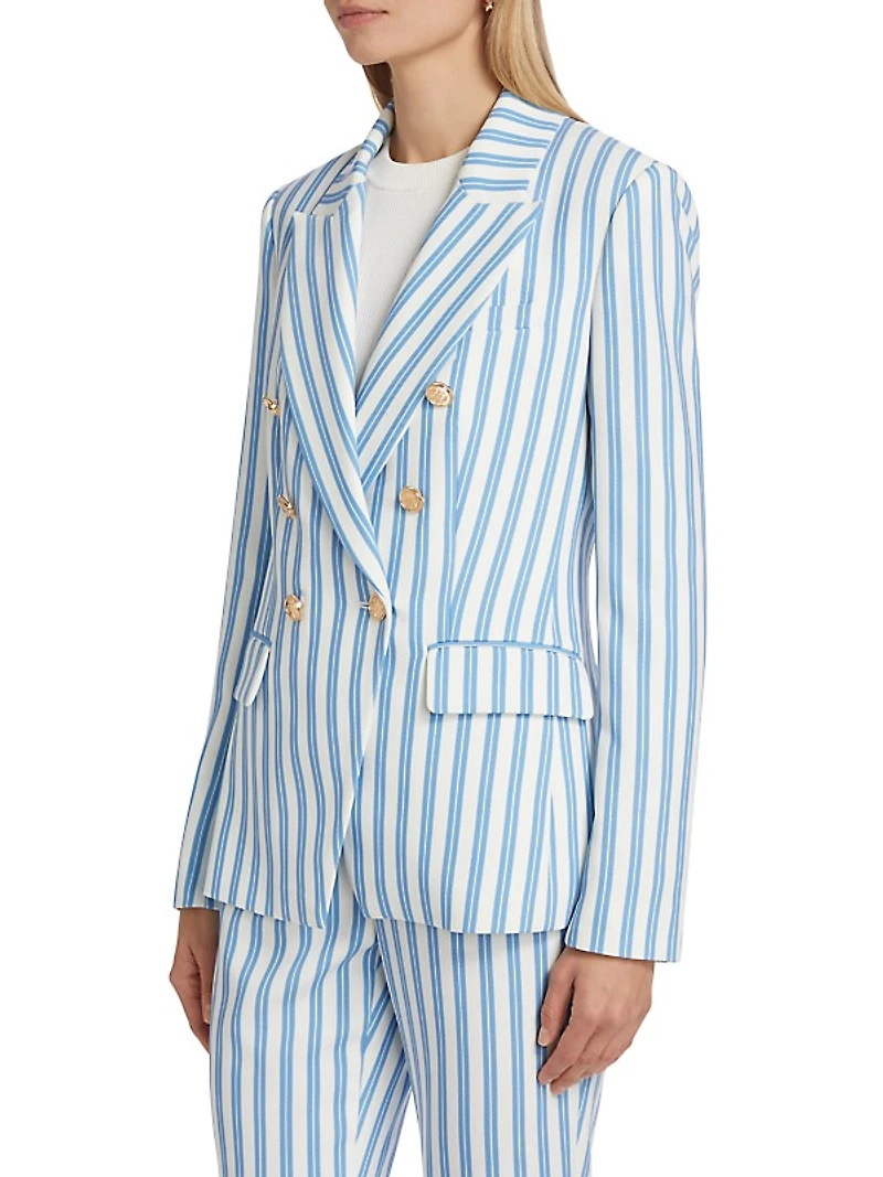 Kylie Striped Double-Breasted Cutaway Blazer