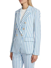Kylie Striped Double-Breasted Cutaway Blazer