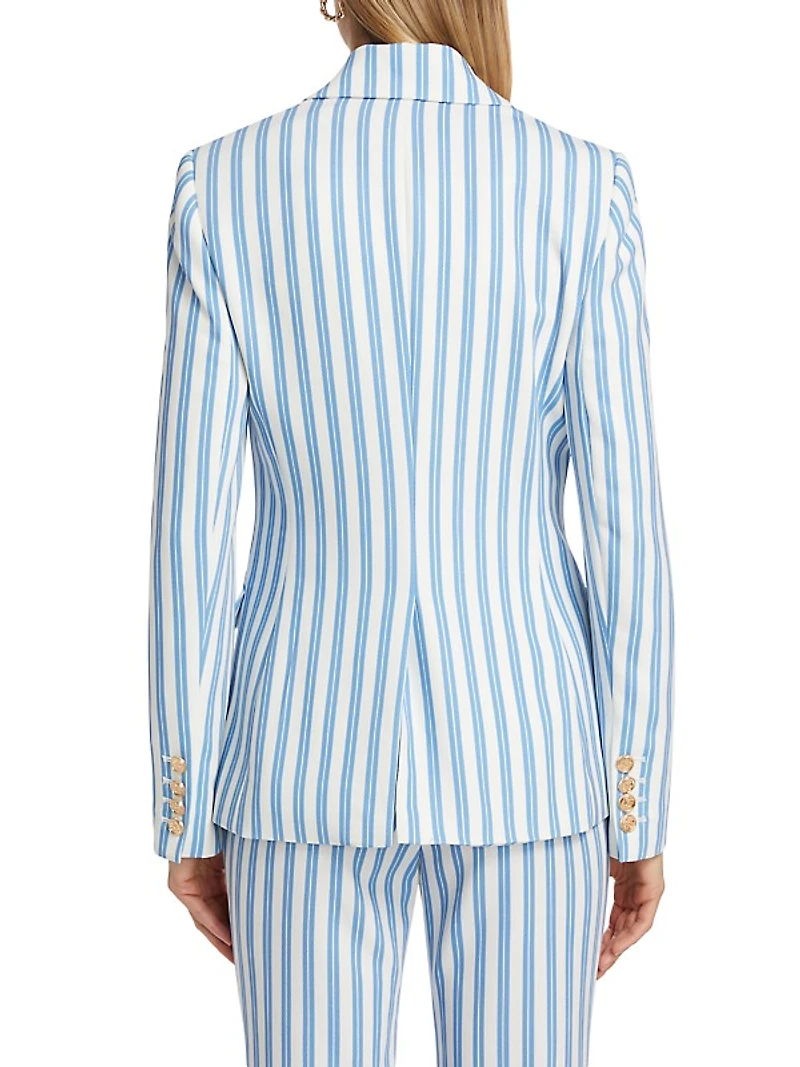 Kylie Striped Double-Breasted Cutaway Blazer