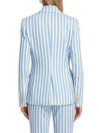 Kylie Striped Double-Breasted Cutaway Blazer