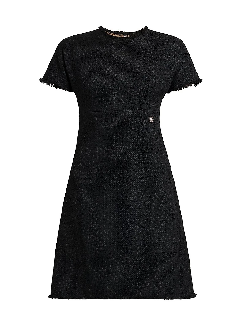 Wool-Tweed Short-Sleeve Dress