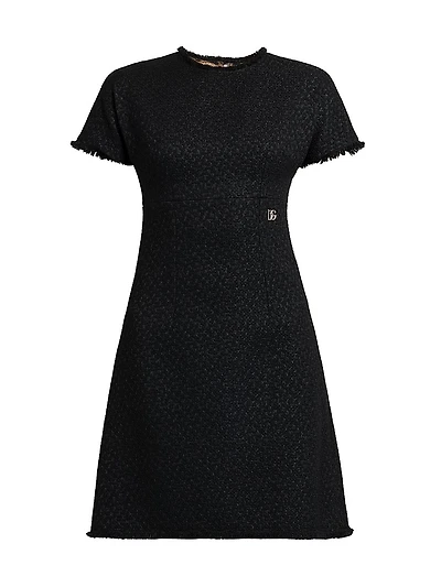 Wool-Tweed Short-Sleeve Dress