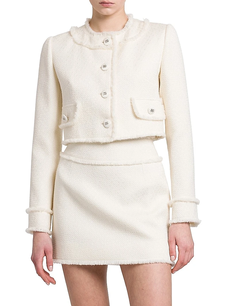 Wool-Blend Tweed Cropped Jacket